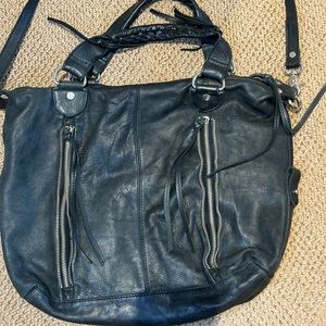 Tano black leather purse with crossbody removable strap